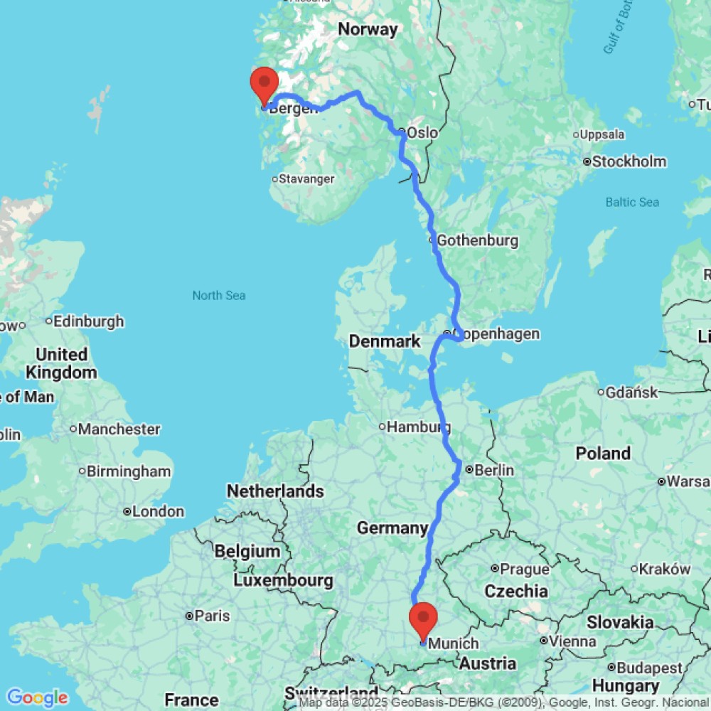 Trip between Munich and Bergen