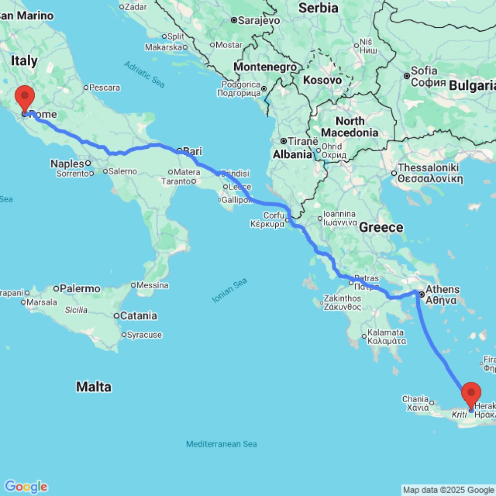 Trip between Rome and Heraklion
