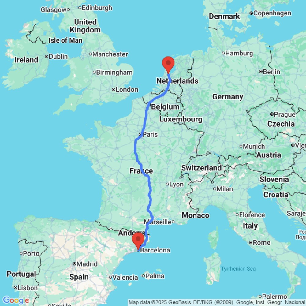 Trip between Barcelona and Amsterdam