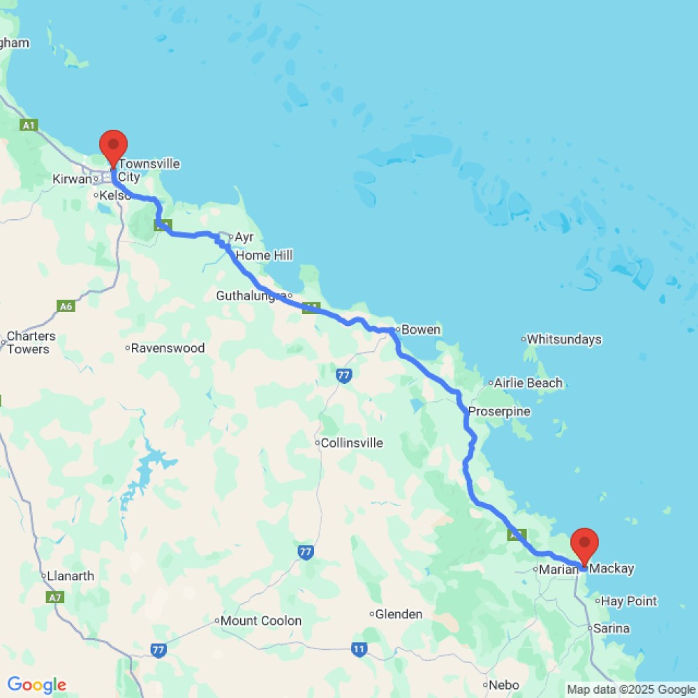 Trip between Mackay and Townsville