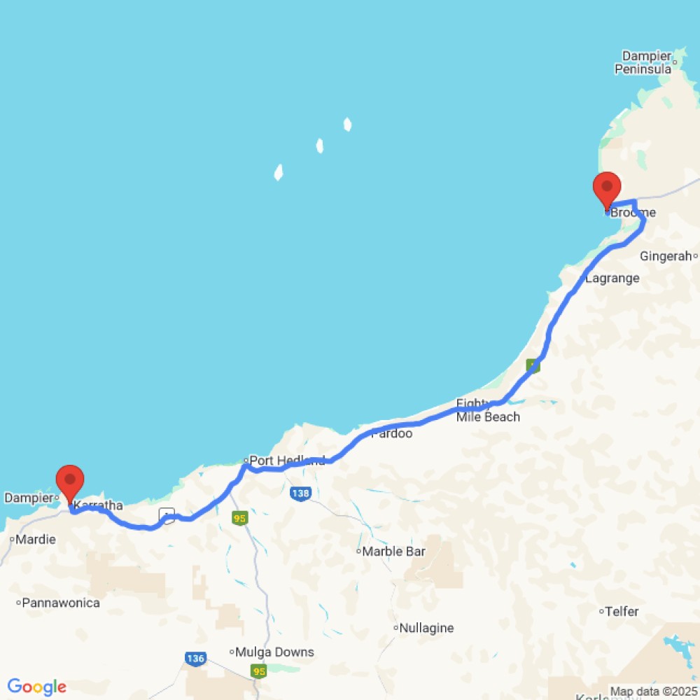 Trip between Broome and Karratha