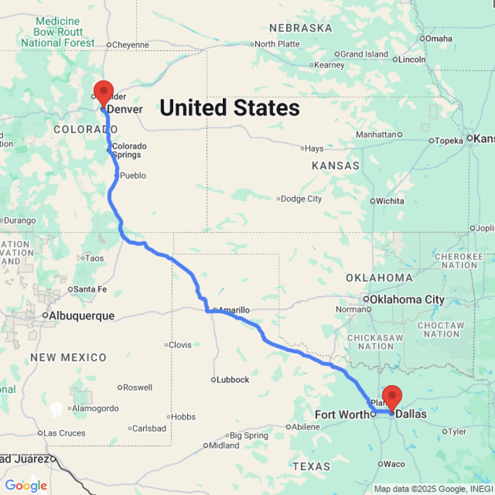 Trip between Denver and Dallas