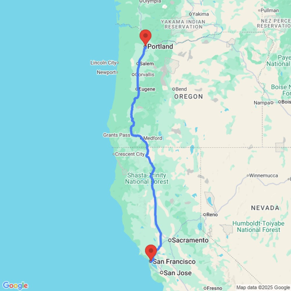Trip between San Francisco and Portland