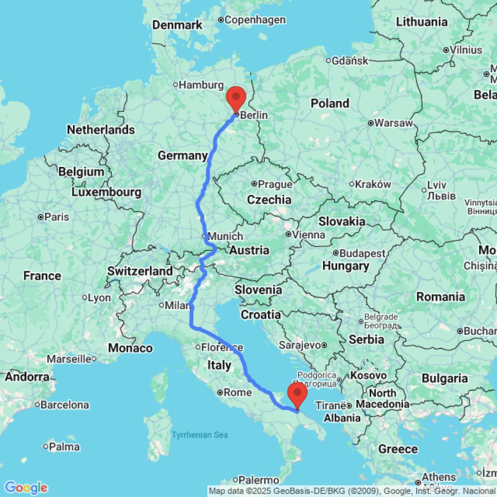 Trip between Berlin and Bari