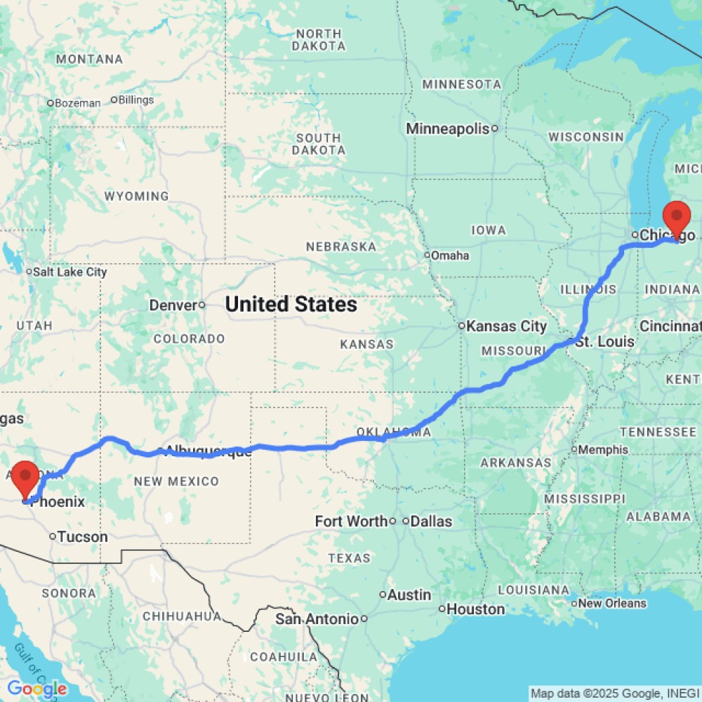 Trip between Elkhart and Phoenix