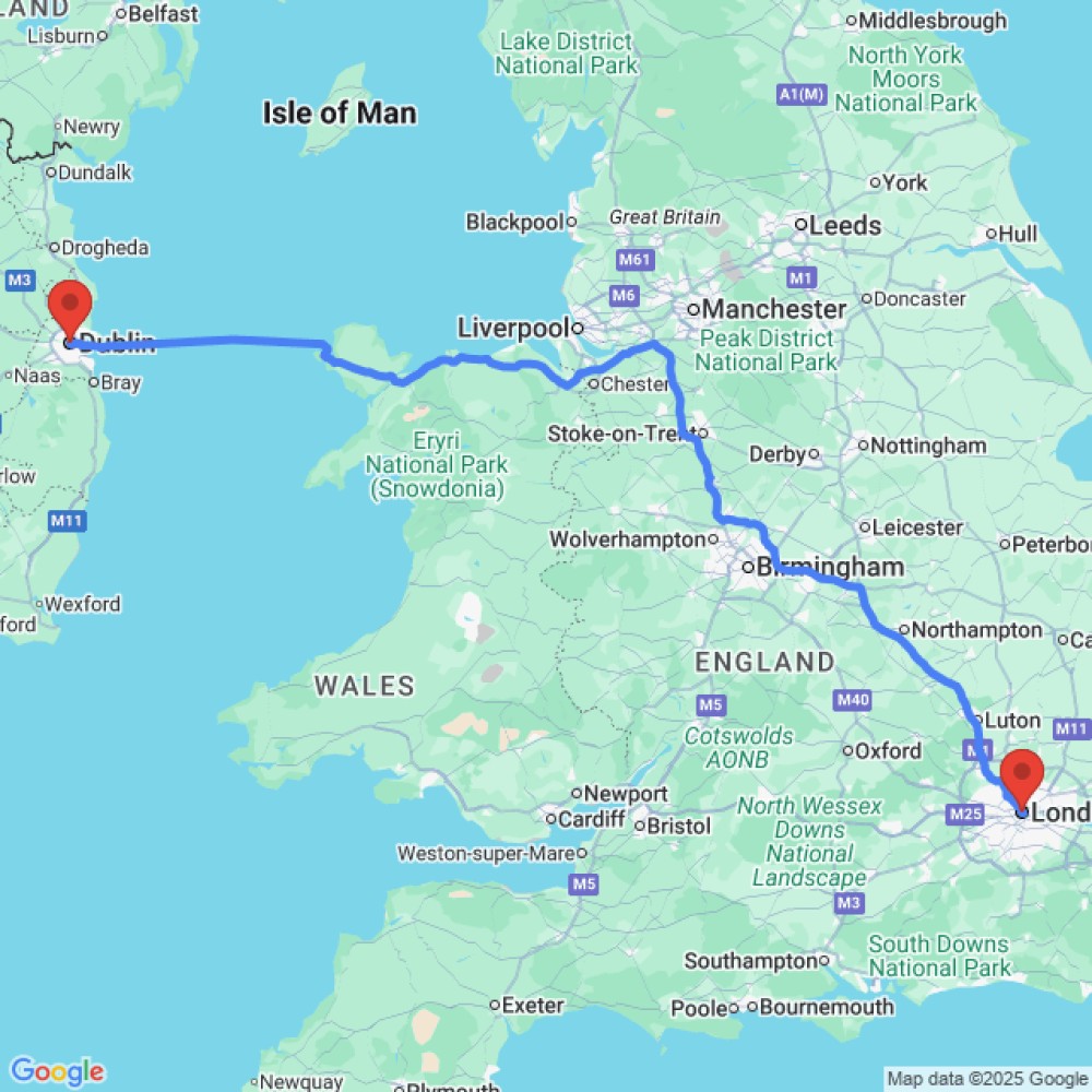 Trip between London and Dublin