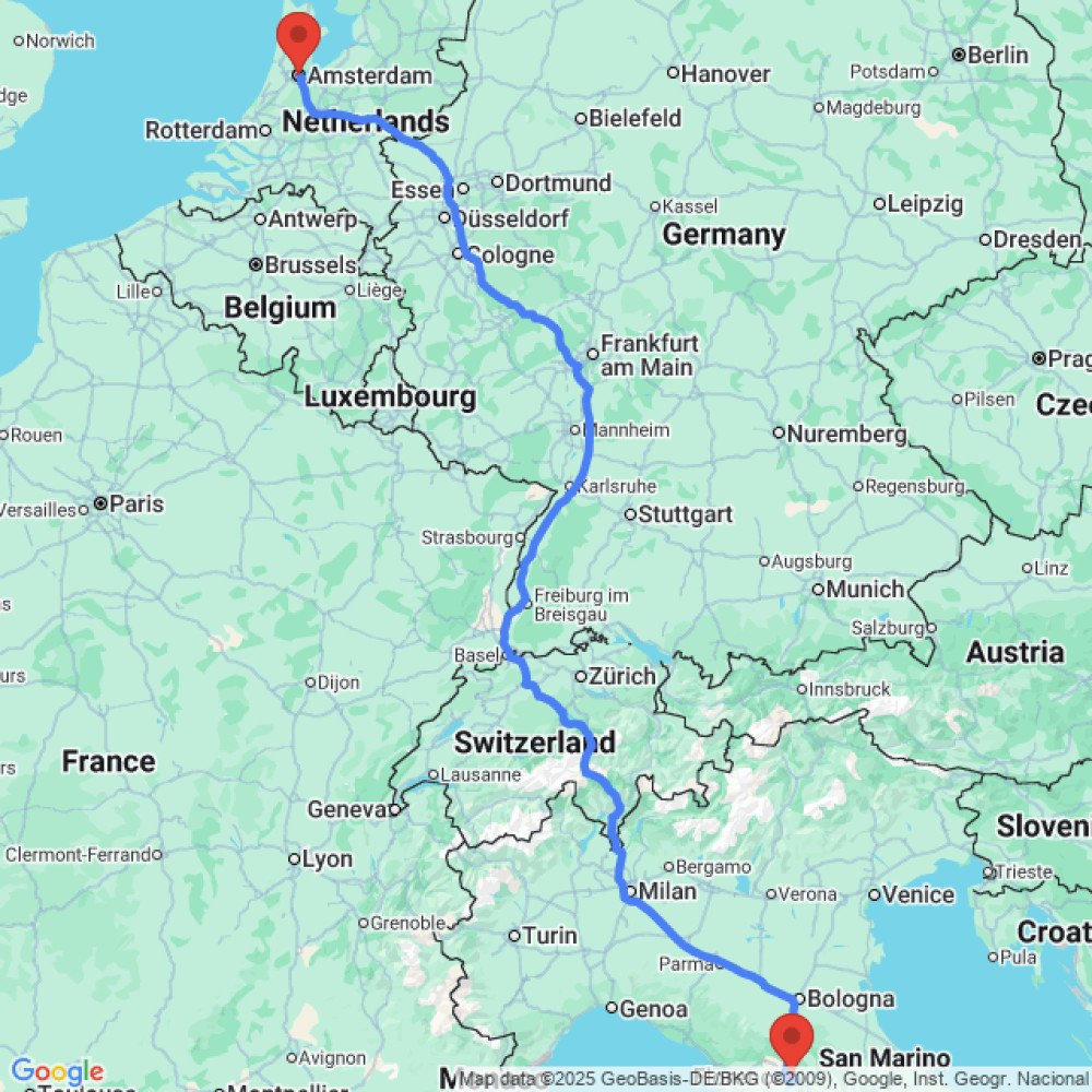 Trip between Florence and Amsterdam