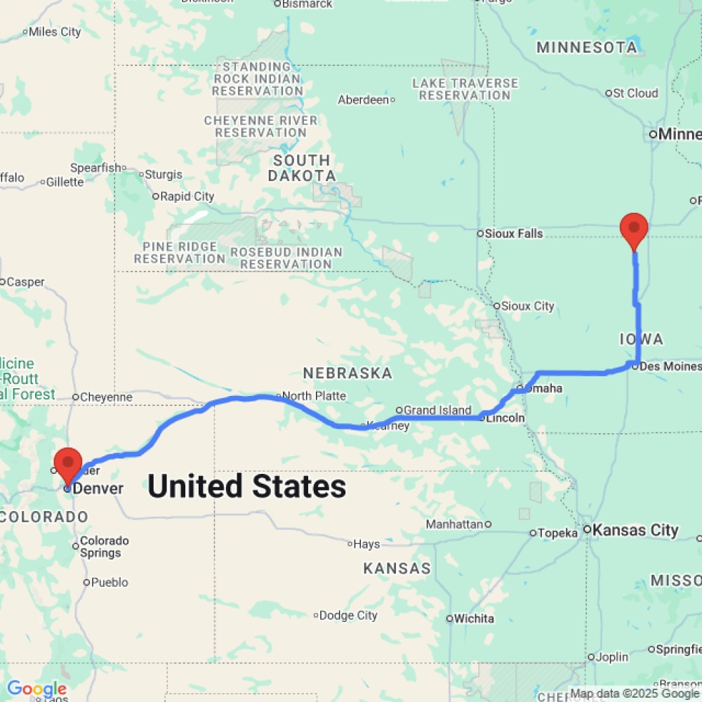 Trip between Forest City and Denver