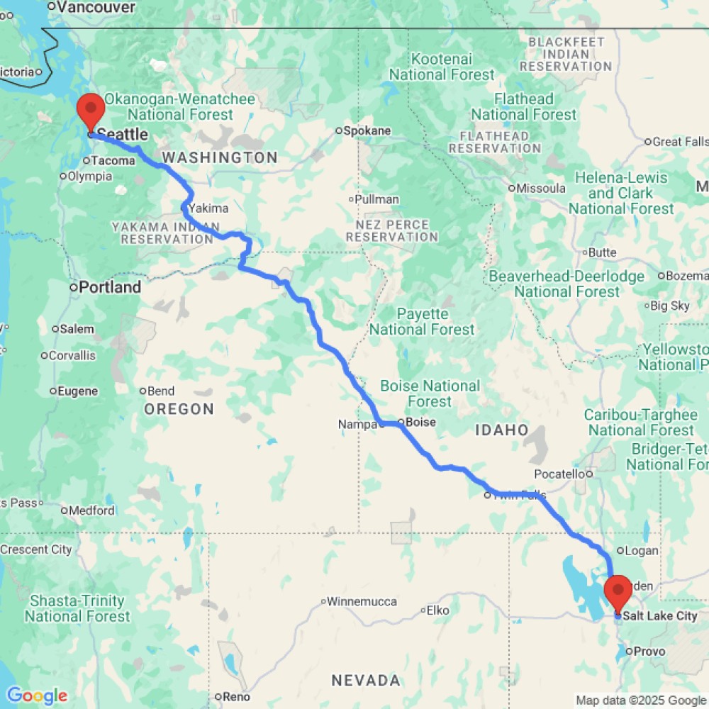 Trip between Seattle and Salt Lake City