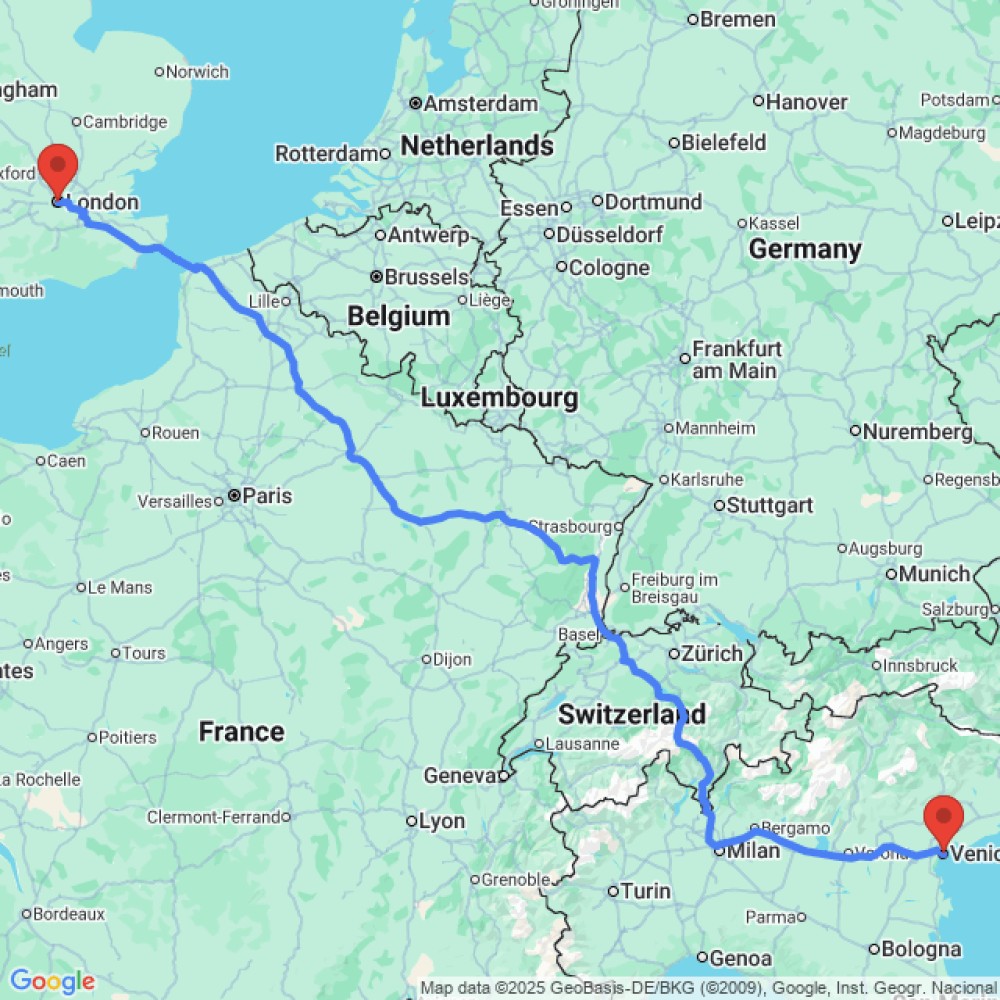 Trip between Venice and London