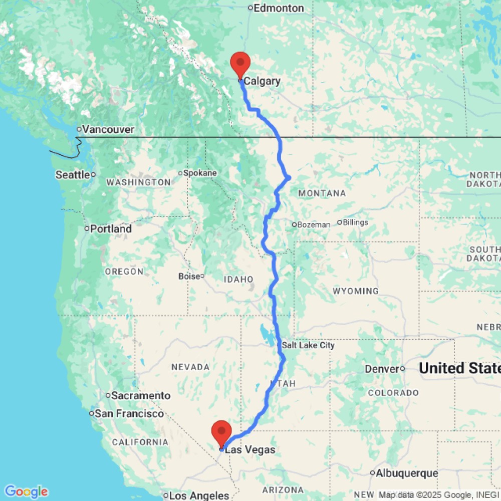 Trip between Las Vegas and Calgary