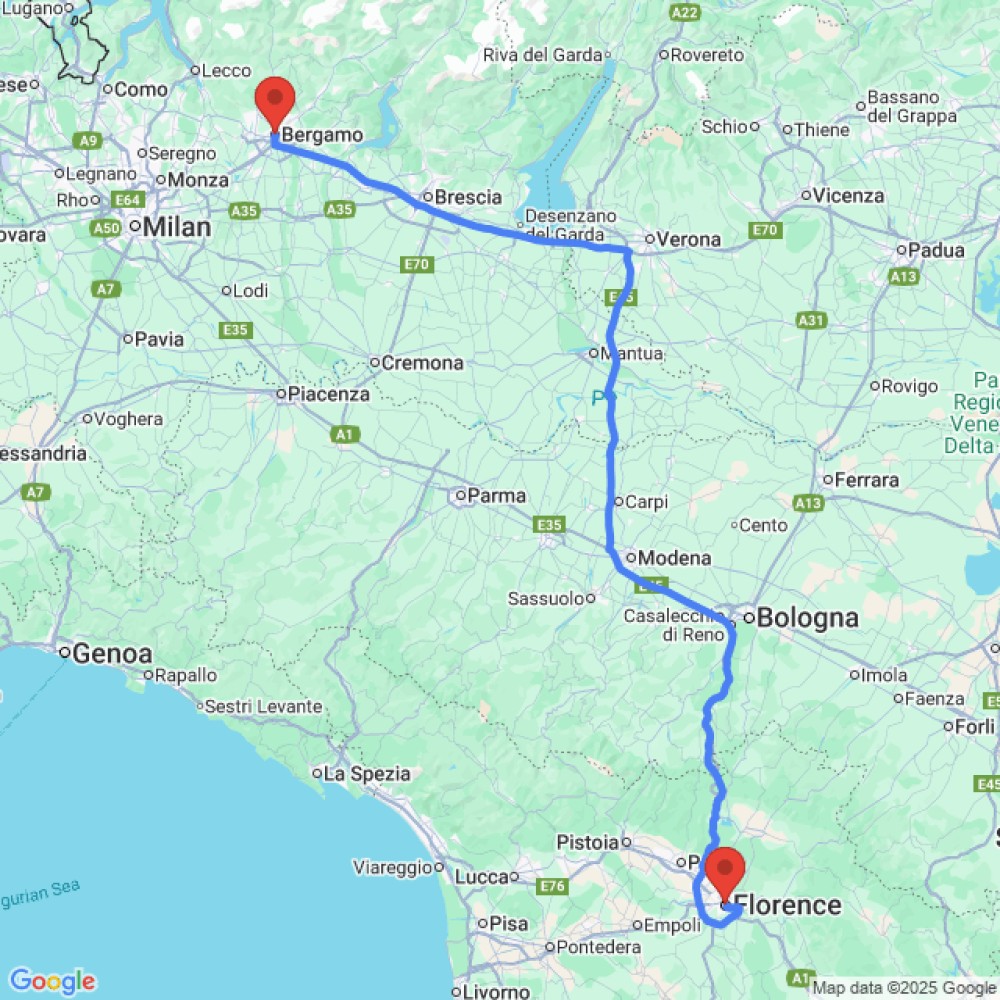 Trip between Florence and Bergamo