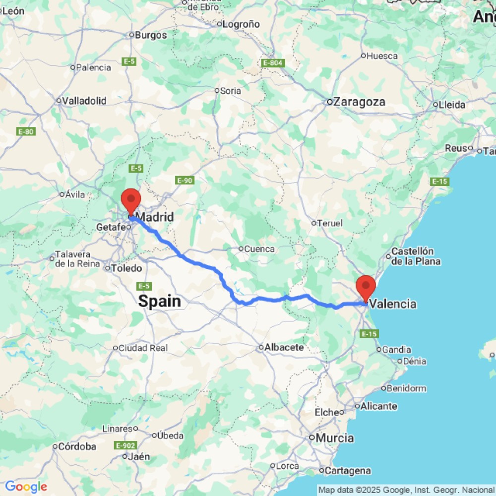 Trip between Valencia and Madrid