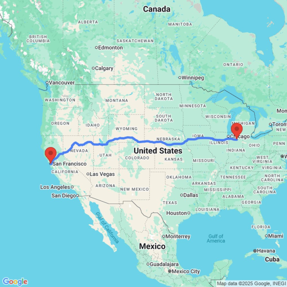 Trip between Nappanne and San Francisco