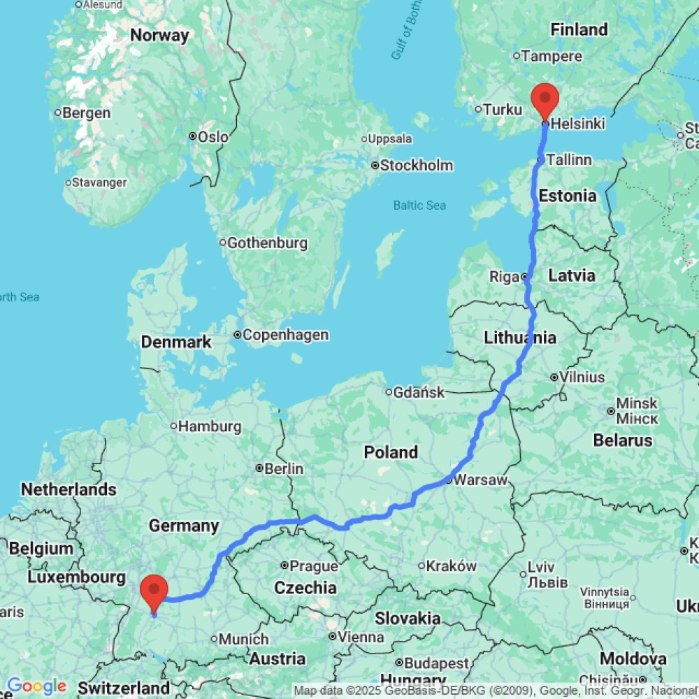 Trip between Stuttgart and Helsinki