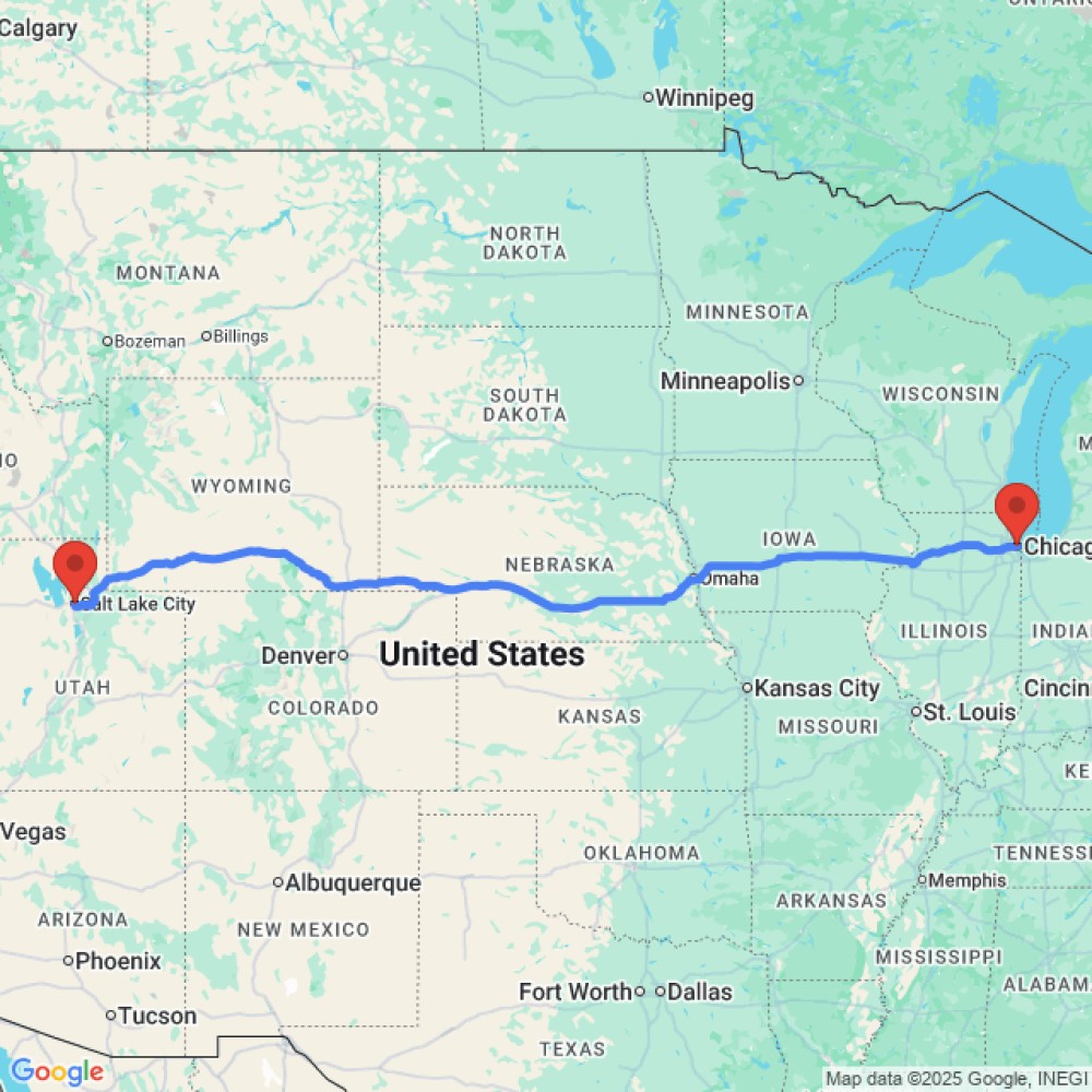 Trip between Salt Lake City and Chicago
