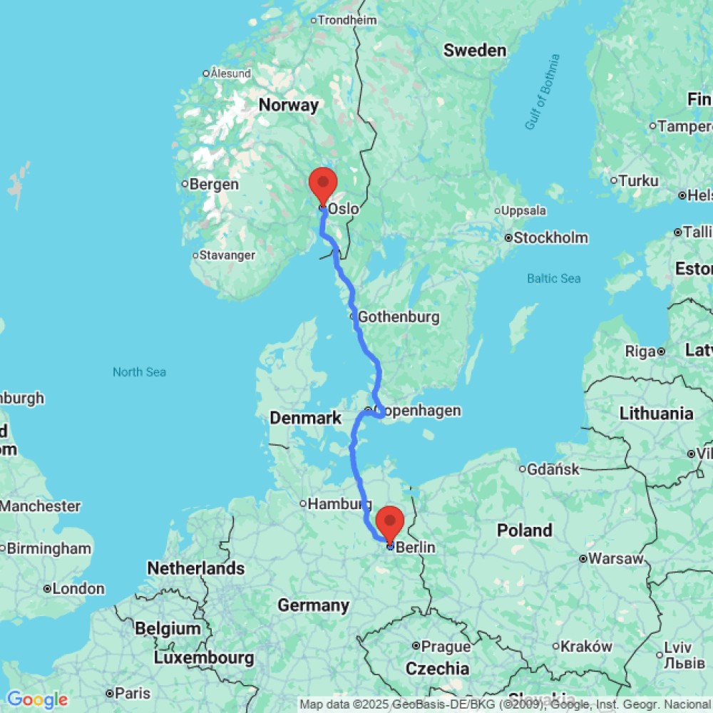 Trip between Berlin and Oslo