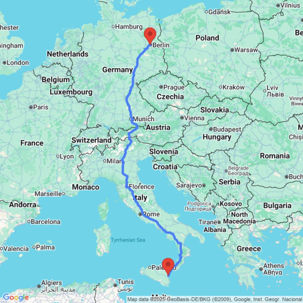 Trip between Catania and Berlin