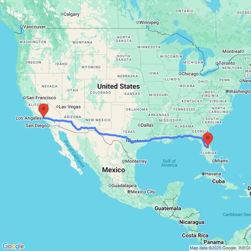 Trip between Los Angeles and Orlando