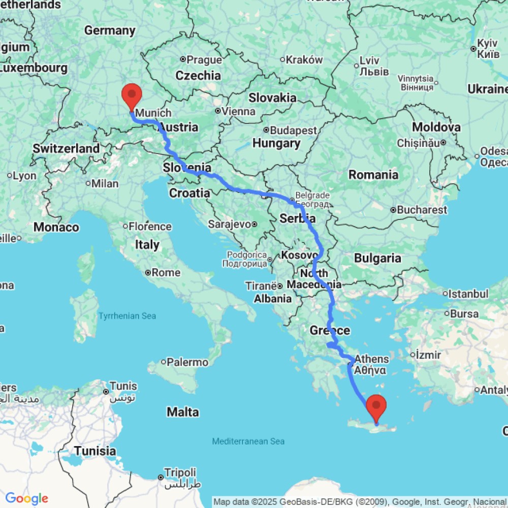 Trip between Munich and Heraklion