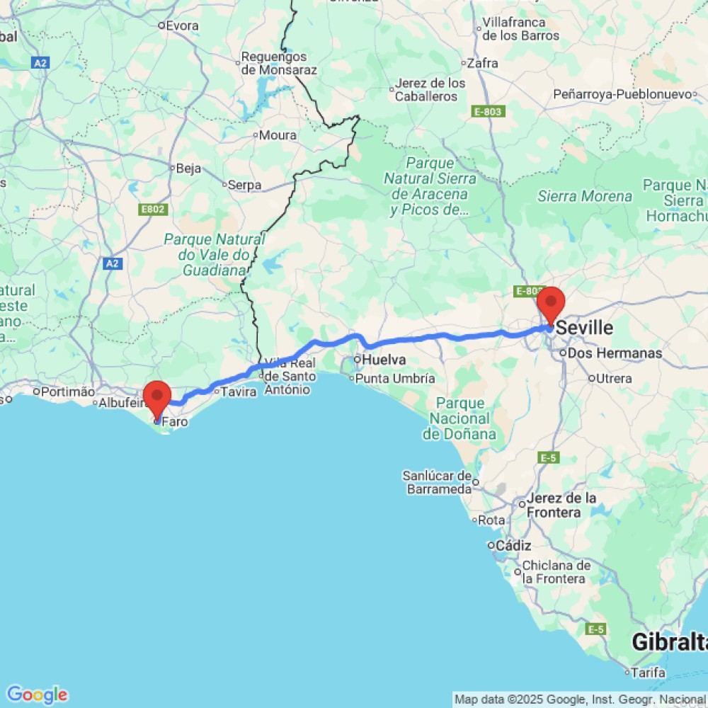 Trip between Faro and Seville