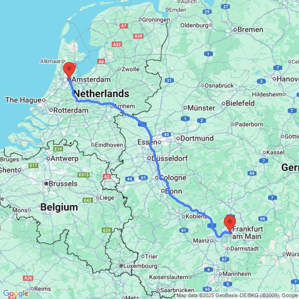 Trip between Frankfurt and Amsterdam
