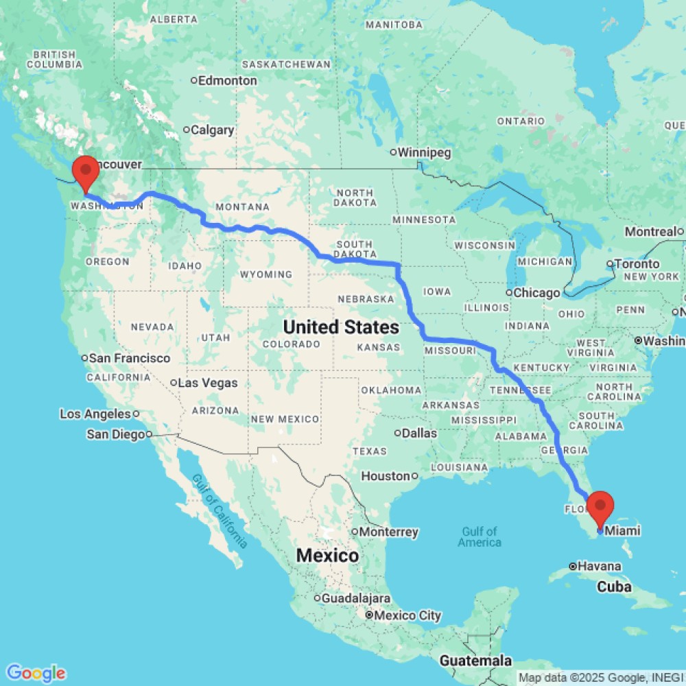 Trip between Miami and Seattle