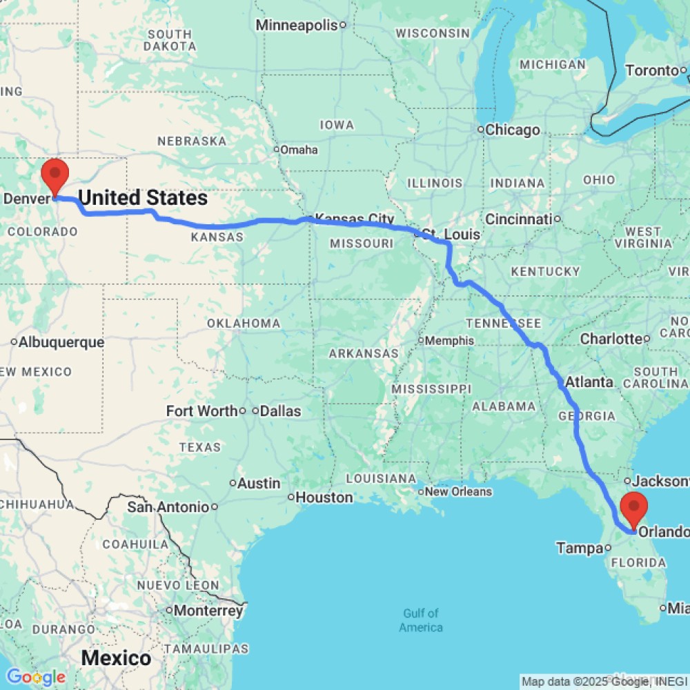 Trip between Orlando and Denver