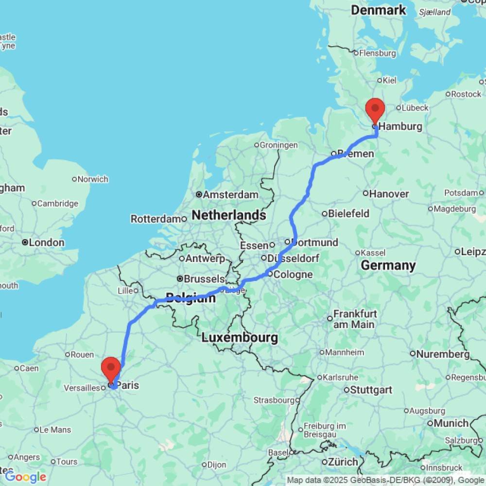 Trip between Paris and Hamburg