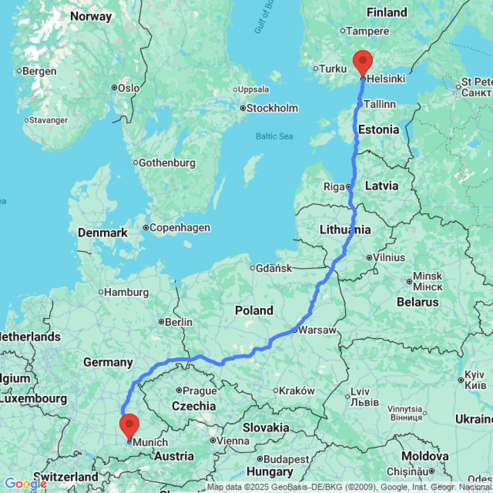 Trip between Munich and Helsinki
