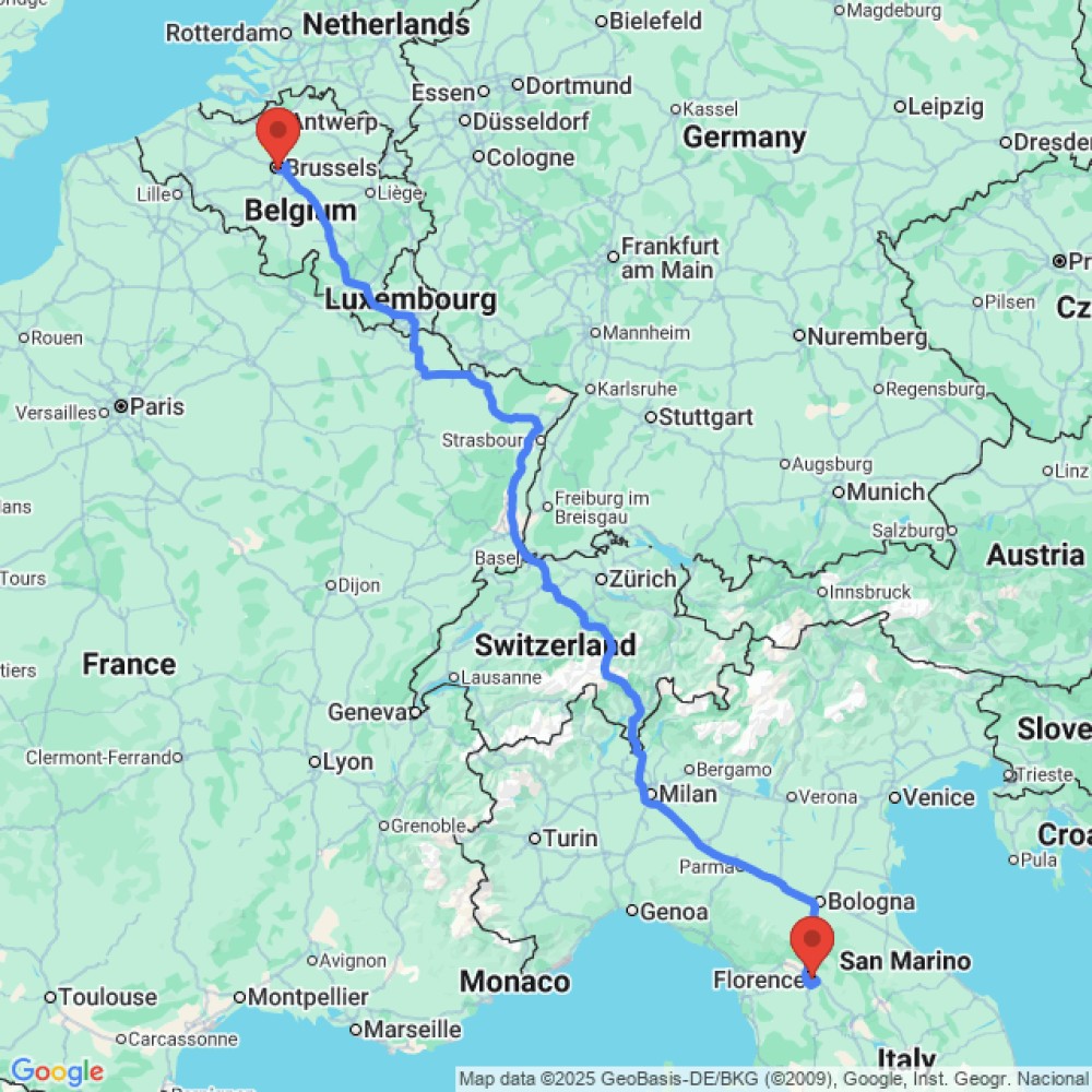 Trip between Florence and Brussels