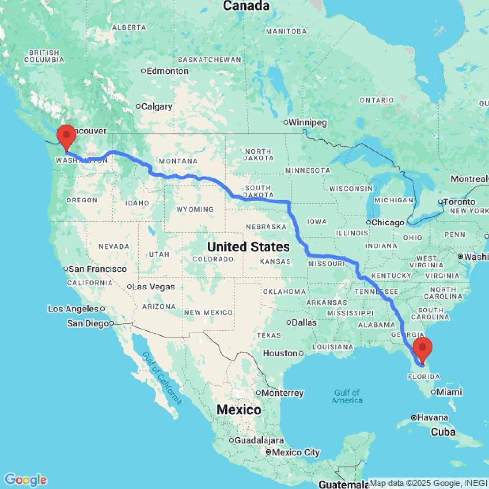 Trip between Orlando and Seattle
