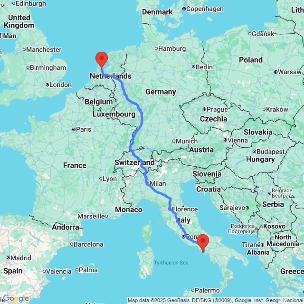 Trip between Naples and Amsterdam