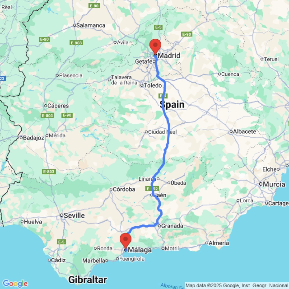 Trip between Malaga and Madrid