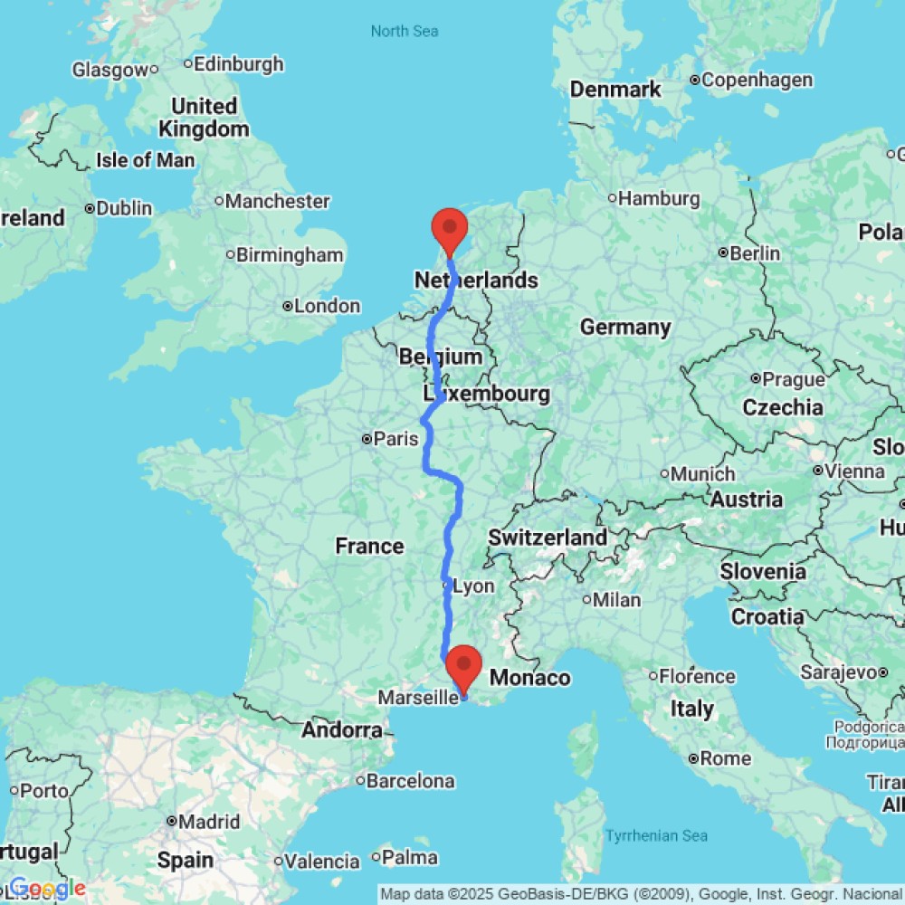 Trip between Marseille and Amsterdam