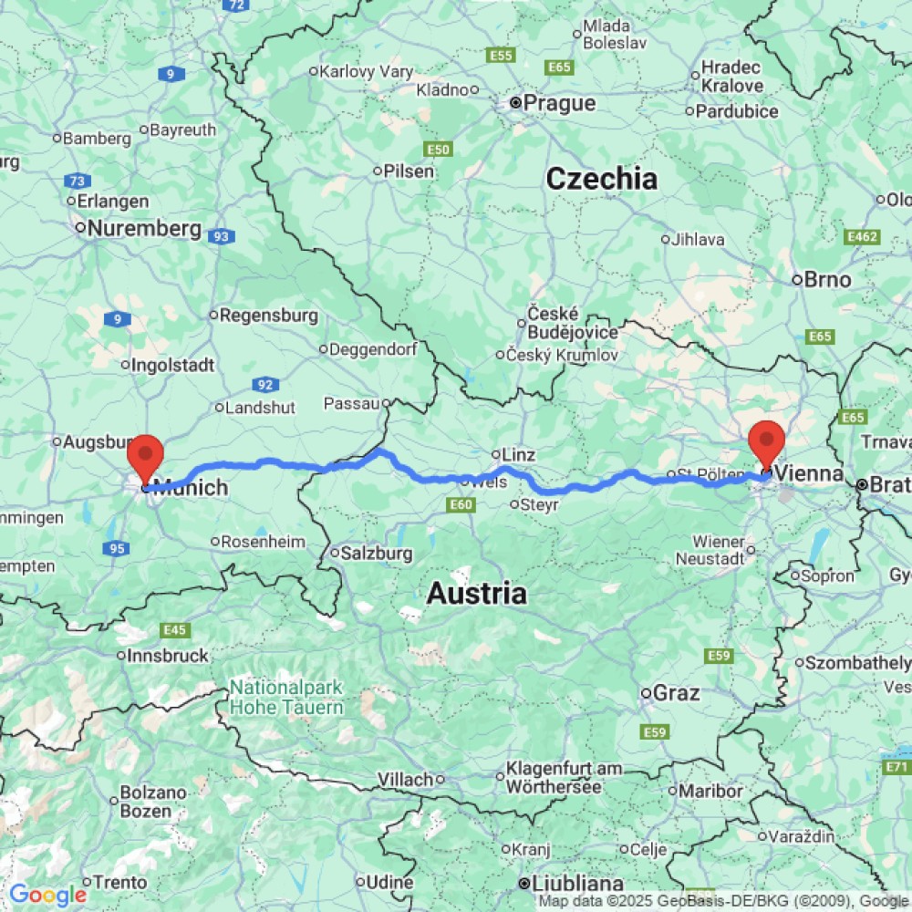 Trip between Munich and Vienna