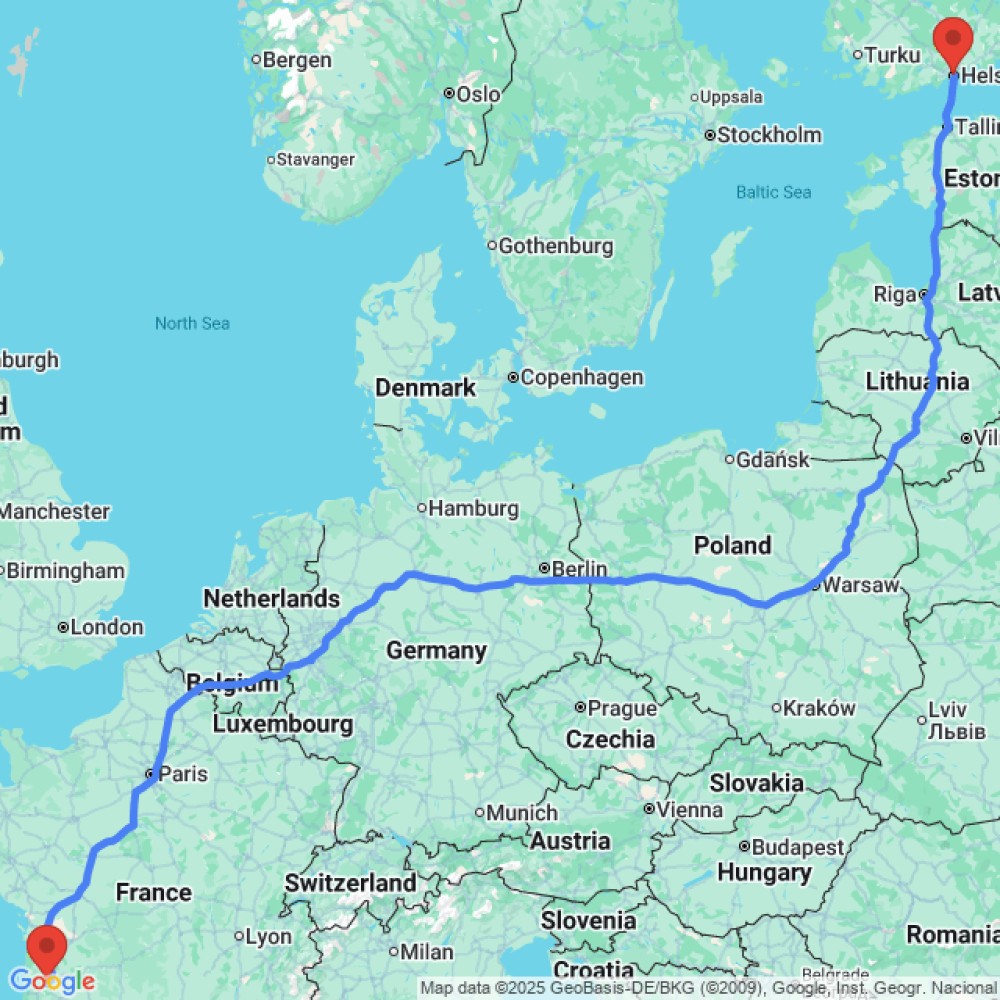 Trip between Bordeaux and Helsinki