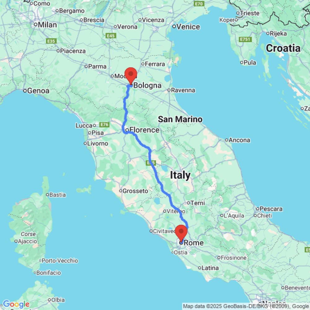 Trip between Bologna and Rome