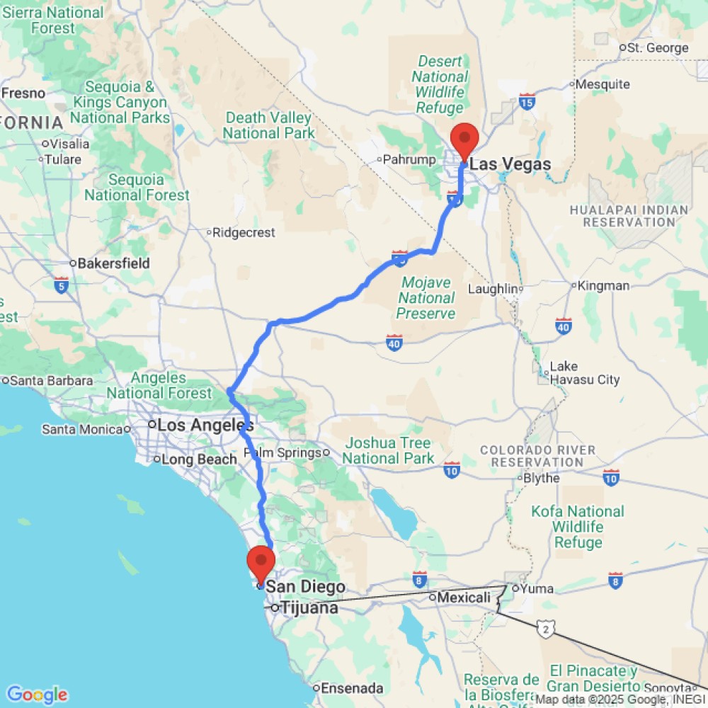 Trip between Las Vegas and San Diego