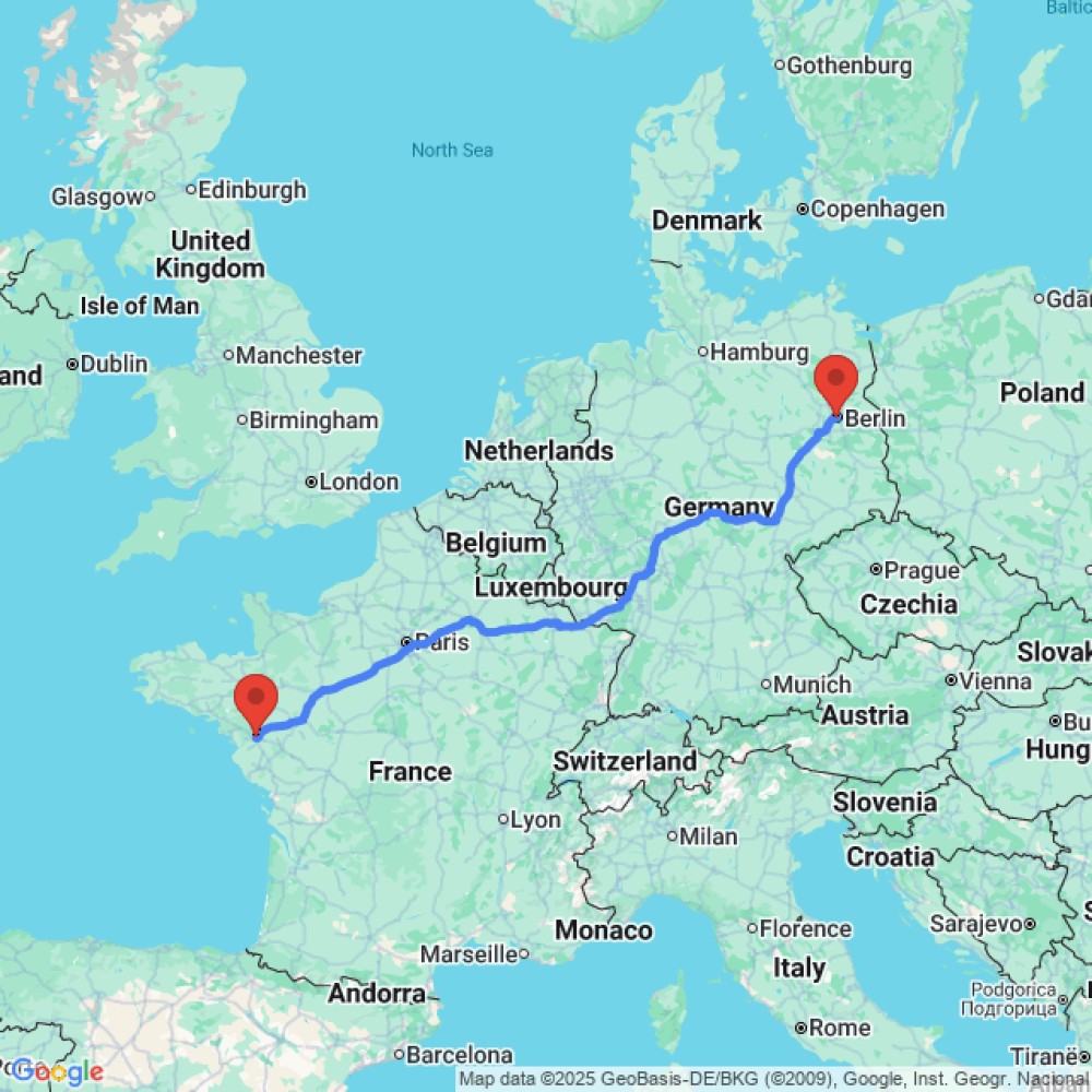 Trip between Nantes and Berlin