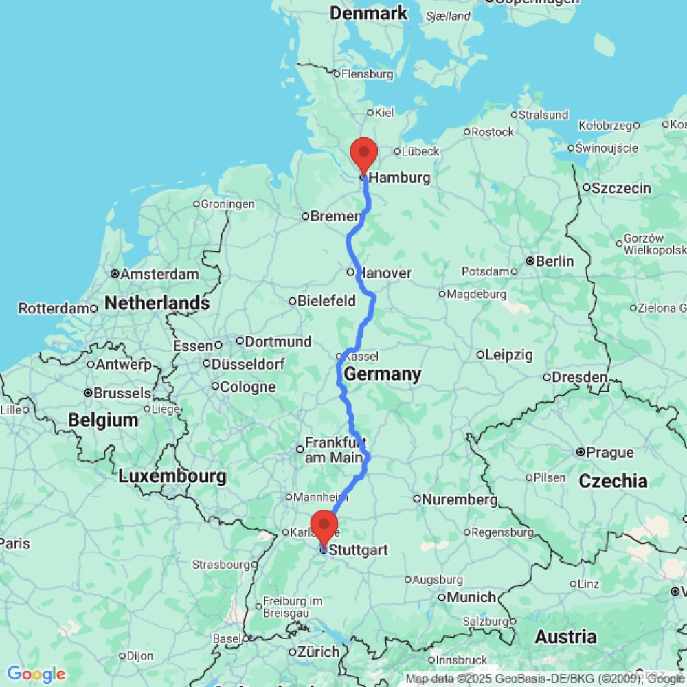 Trip between Stuttgart and Hamburg