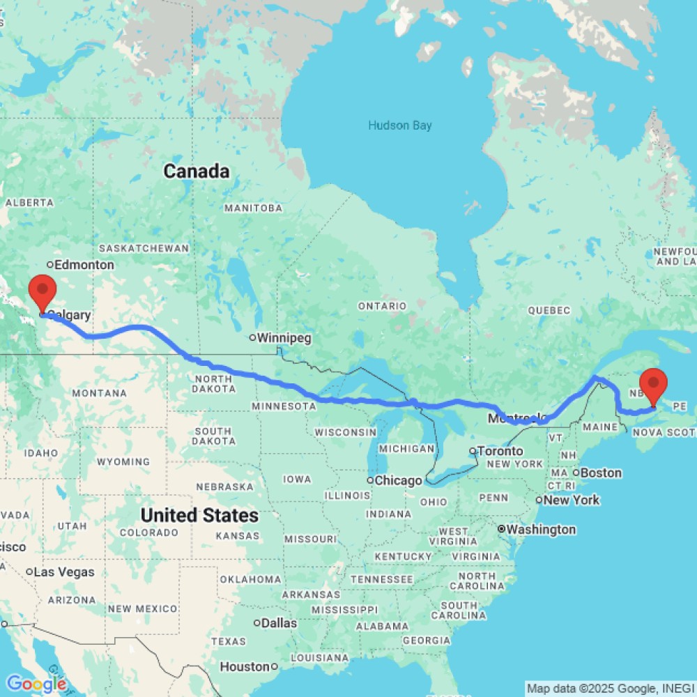 Trip between Calgary and Moncton