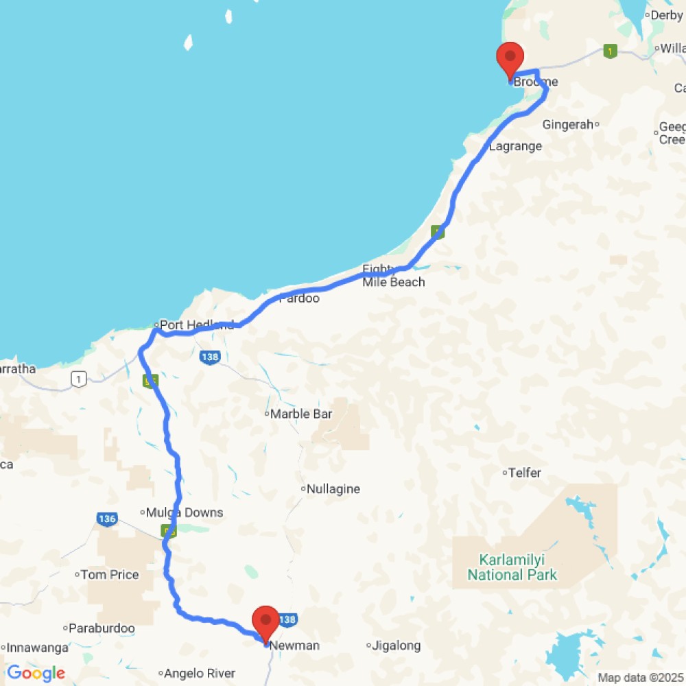 Trip between Newman and Broome