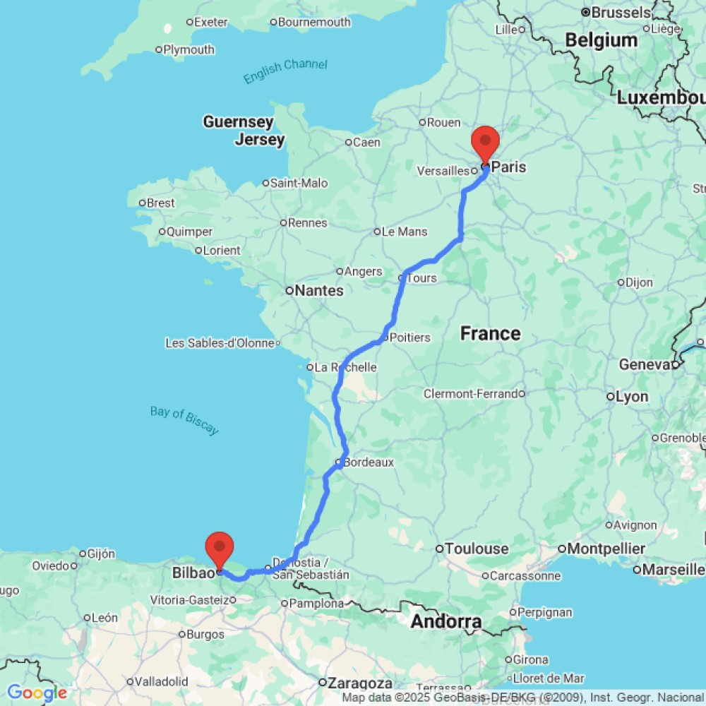Trip between Paris and Bilbao
