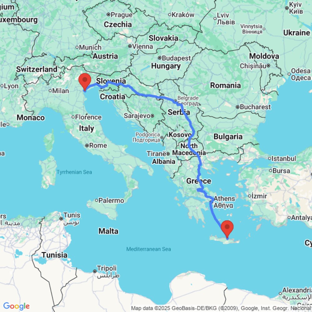 Trip between Venice and Heraklion
