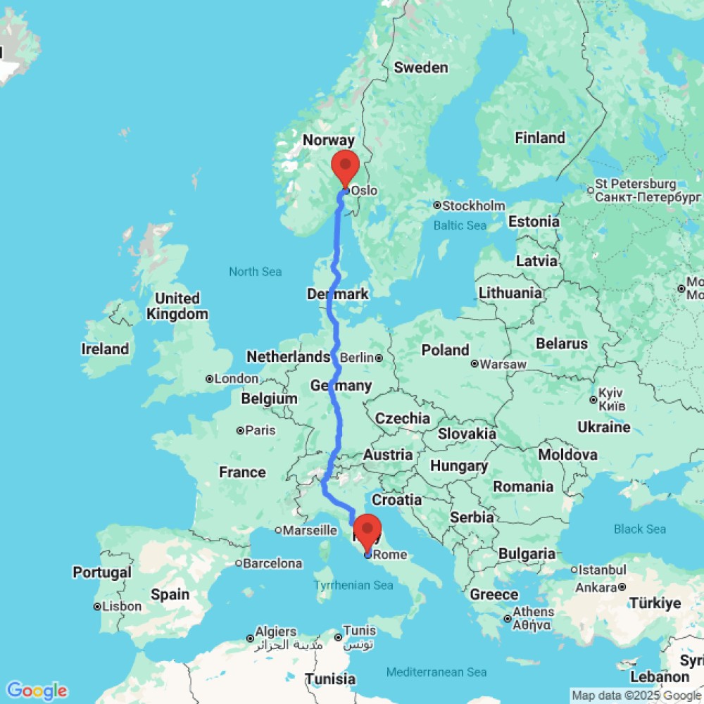 Trip between Rome and Oslo