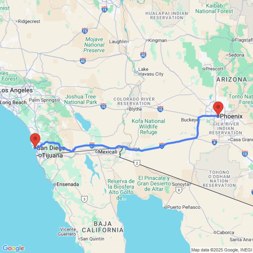 Trip between San Diego and Phoenix