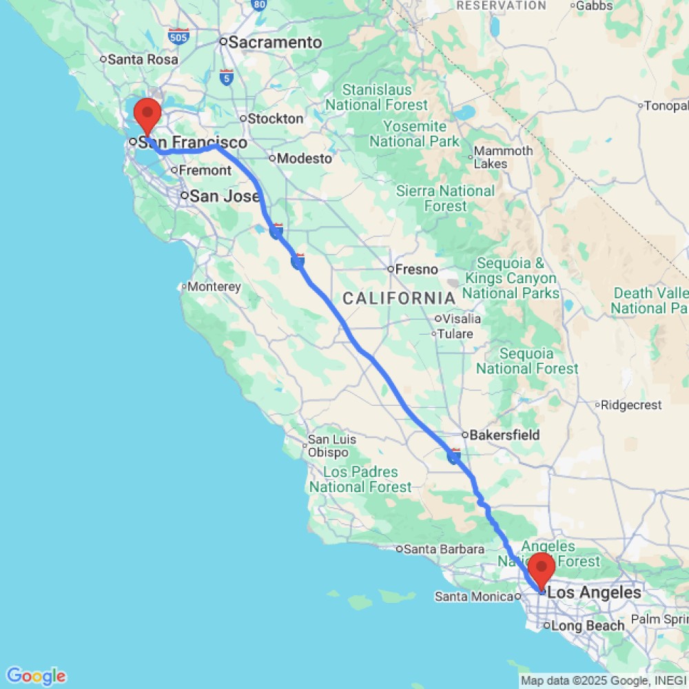 Trip between Oakland and Los Angeles