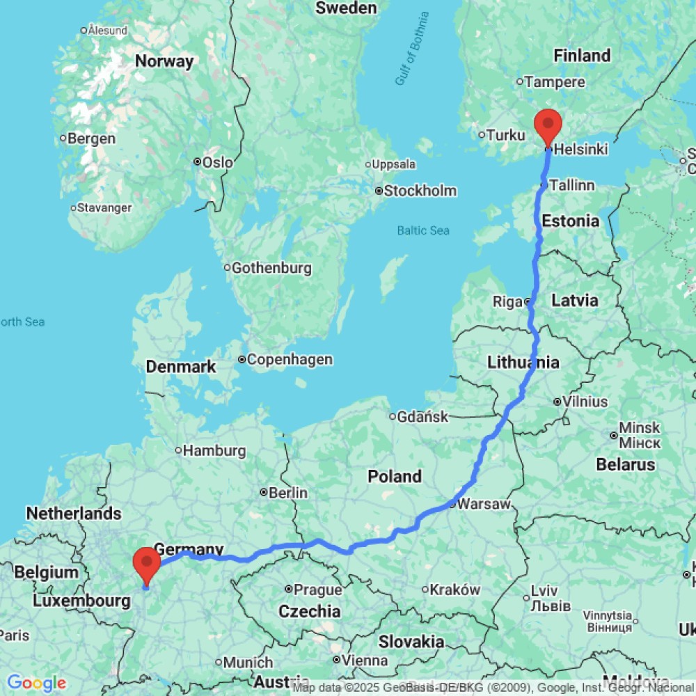 Trip between Frankfurt and Helsinki