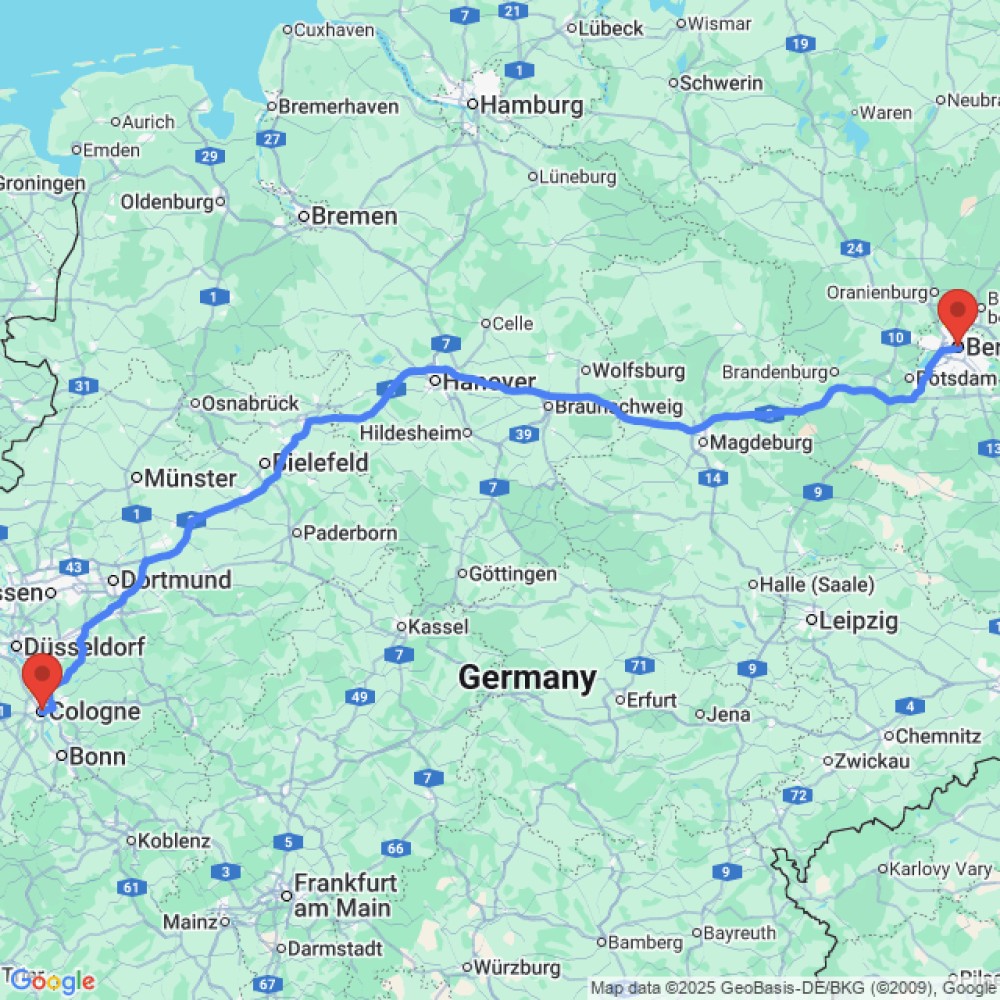 Trip between Berlin and Cologne